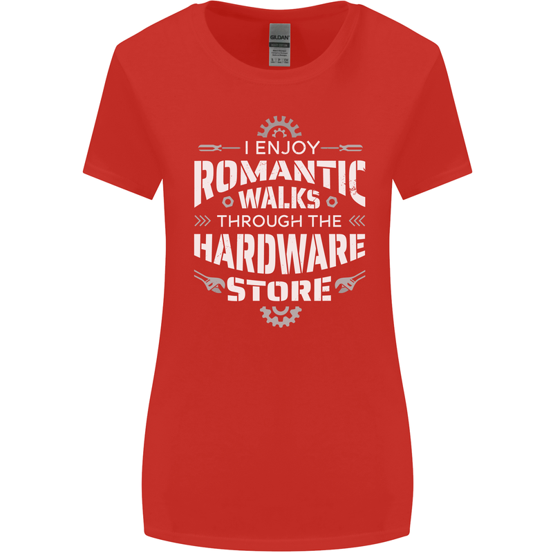 Romantic Walks Hardware Store DIY Tradesman Womens Wider Cut T-Shirt Red