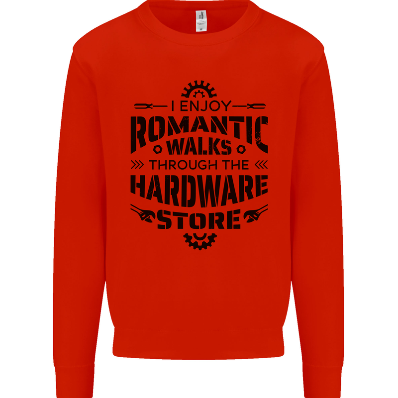 Romantic Walks Hardware Store Tradesman DIY Kids Sweatshirt Jumper Bright Red