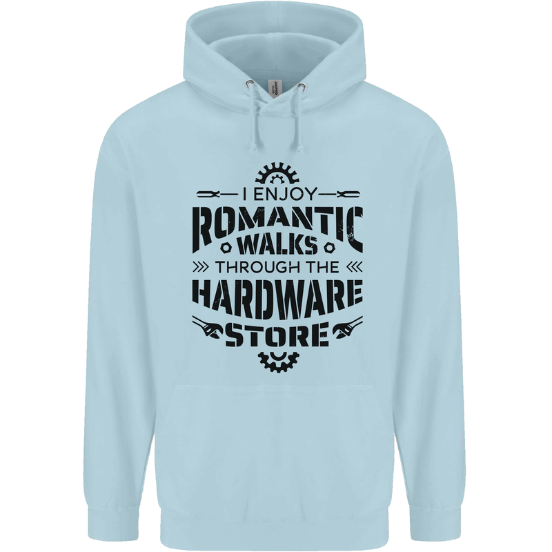 Romantic Walks Hardware Store Tradesman DIY Mens 80% Cotton Hoodie Light Blue