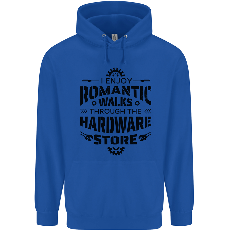 Romantic Walks Hardware Store Tradesman DIY Mens 80% Cotton Hoodie Royal Blue