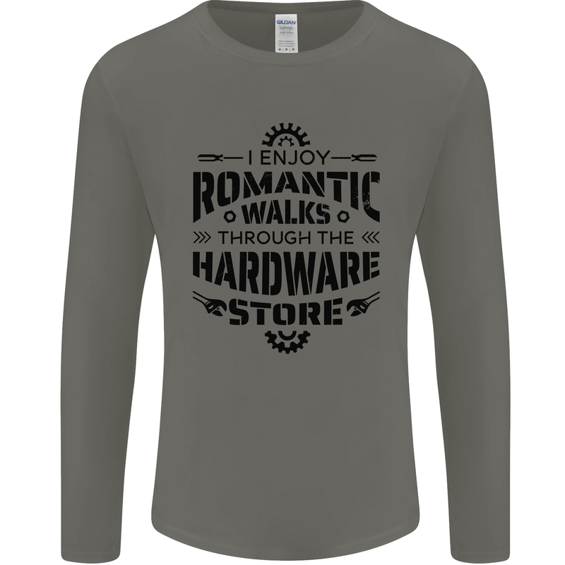Romantic Walks Hardware Store Tradesman DIY Mens Long Sleeve T-Shirt Charcoal