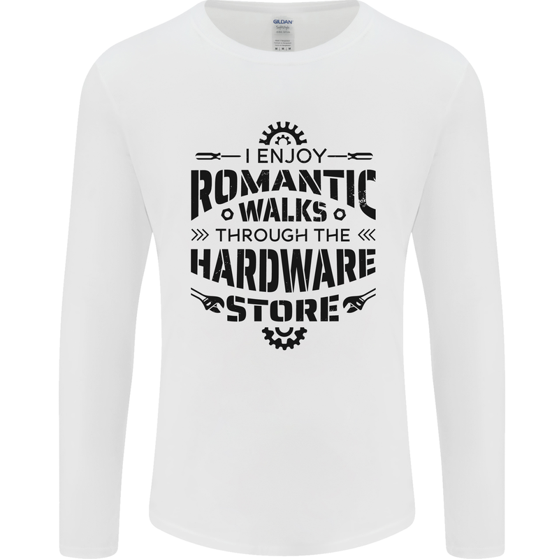 Romantic Walks Hardware Store Tradesman DIY Mens Long Sleeve T-Shirt White