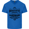 Romantic Walks Hardware Store Tradesman DIY Mens V-Neck Cotton T-Shirt Royal Blue