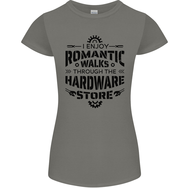 Romantic Walks Hardware Store Tradesman DIY Womens Petite Cut T-Shirt Charcoal