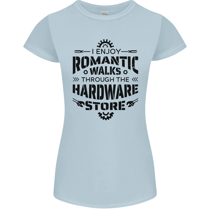 Romantic Walks Hardware Store Tradesman DIY Womens Petite Cut T-Shirt Light Blue
