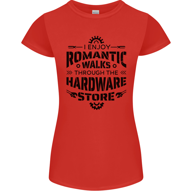 Romantic Walks Hardware Store Tradesman DIY Womens Petite Cut T-Shirt Red