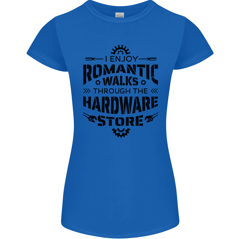 Romantic Walks Hardware Store Tradesman DIY Womens Petite Cut T-Shirt Royal Blue