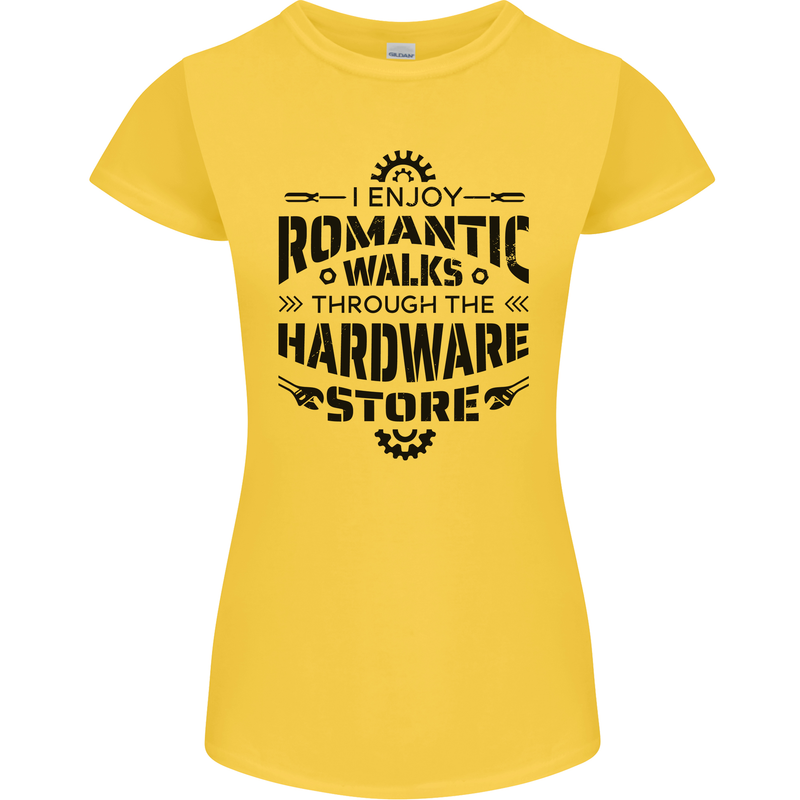 Romantic Walks Hardware Store Tradesman DIY Womens Petite Cut T-Shirt Yellow