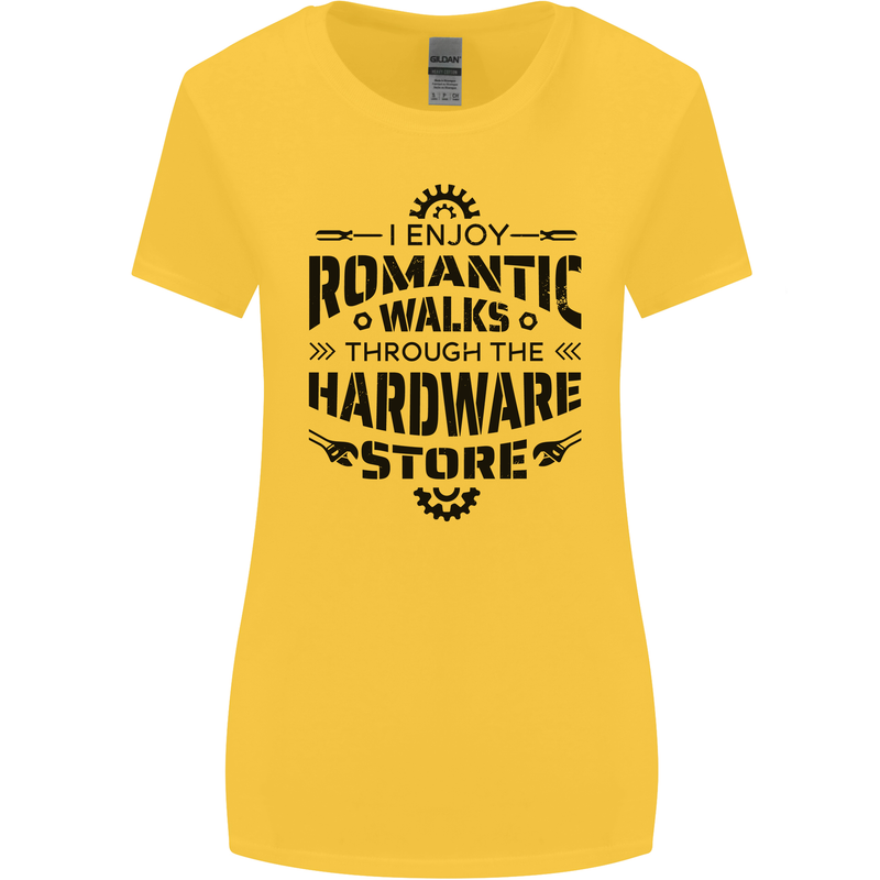 Romantic Walks Hardware Store Tradesman DIY Womens Wider Cut T-Shirt Yellow