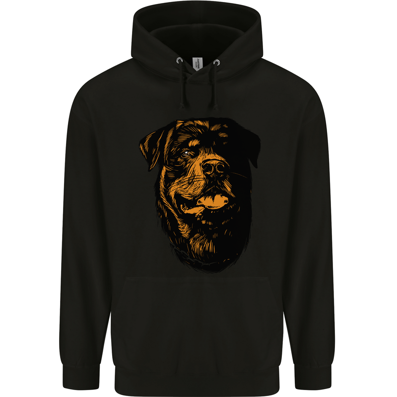 Rottweiller Head Dog Mens 80% Cotton Hoodie Black