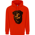 Rottweiller Head Dog Mens 80% Cotton Hoodie Bright Red