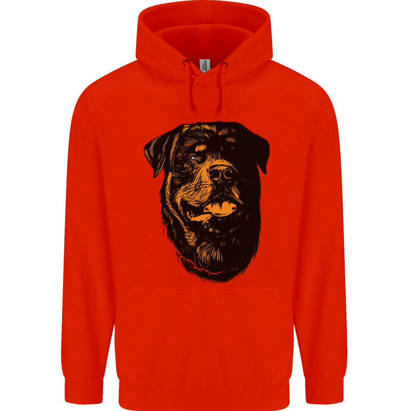 Rottweiller Head Dog Mens 80% Cotton Hoodie Bright Red