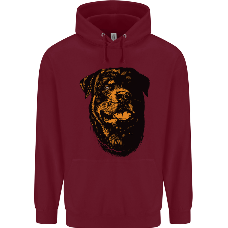 Rottweiller Head Dog Mens 80% Cotton Hoodie Maroon