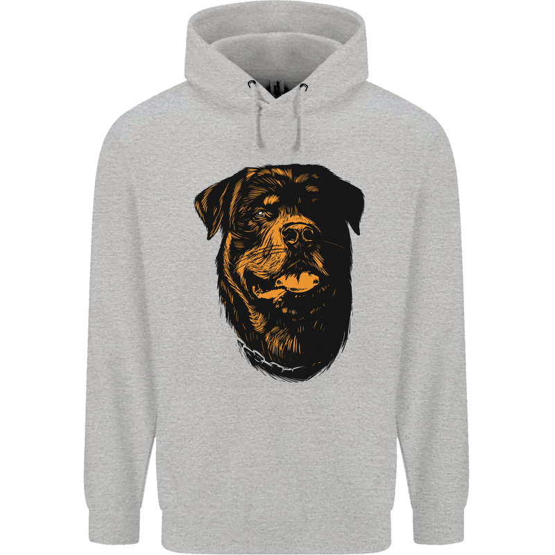 Rottweiller Head Dog Mens 80% Cotton Hoodie Sports Grey