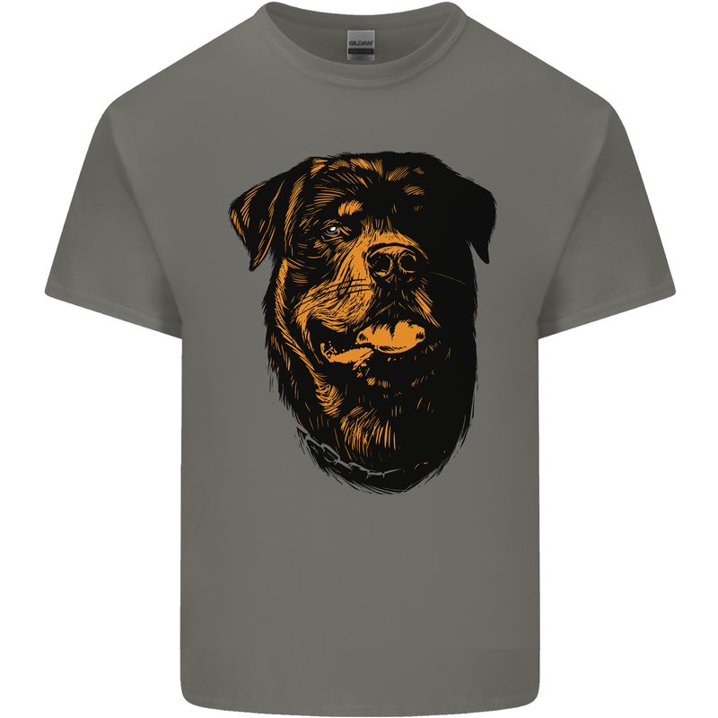 Rottweiller Head Dog Mens Cotton T-Shirt Tee Top Charcoal