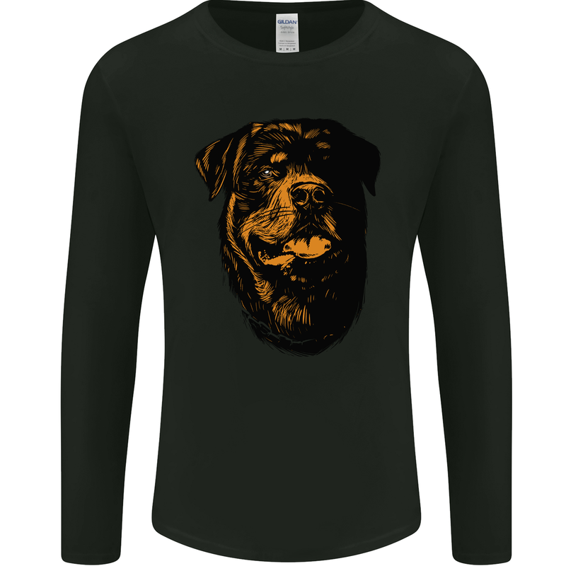 Rottweiller Head Dog Mens Long Sleeve T-Shirt Black