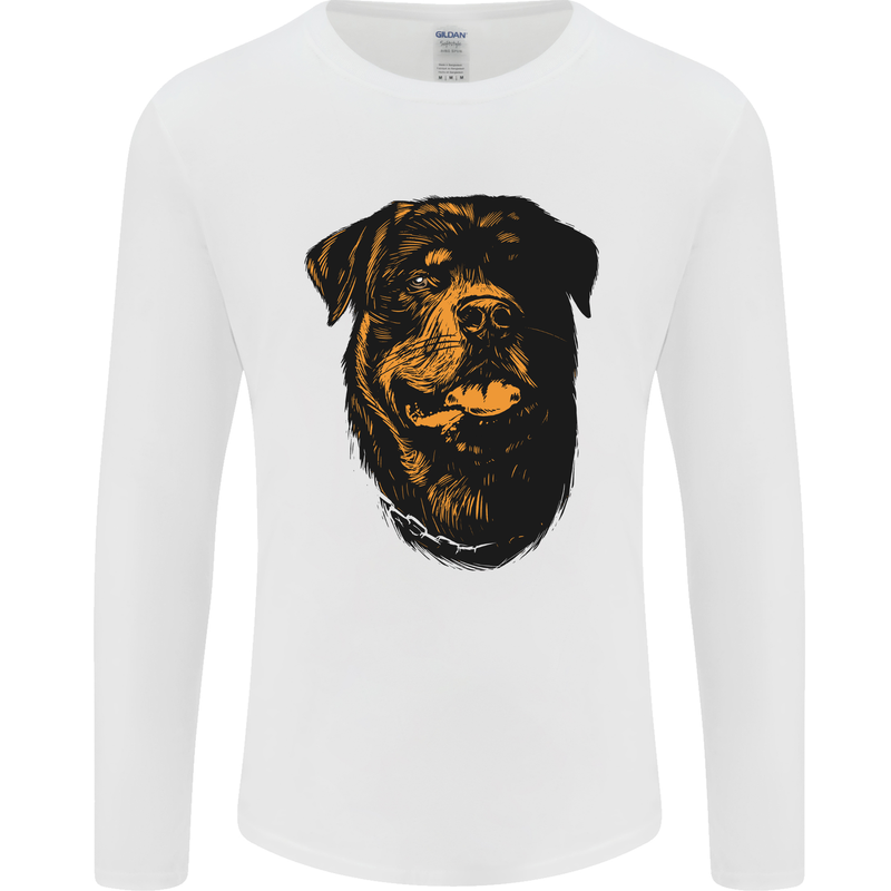 Rottweiller Head Dog Mens Long Sleeve T-Shirt White