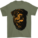 Rottweiller Head Dog Mens T-Shirt 100% Cotton Military Green