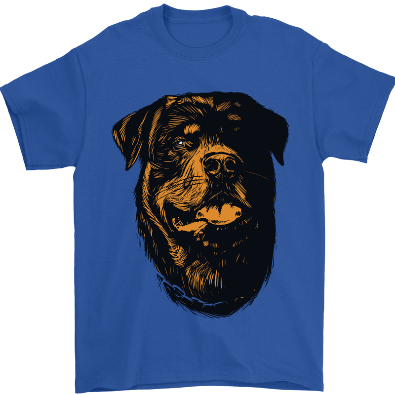 Rottweiller Head Dog Mens T-Shirt 100% Cotton Royal Blue