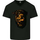 Rottweiller Head Dog Mens V-Neck Cotton T-Shirt Black
