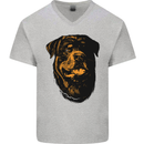 Rottweiller Head Dog Mens V-Neck Cotton T-Shirt Sports Grey