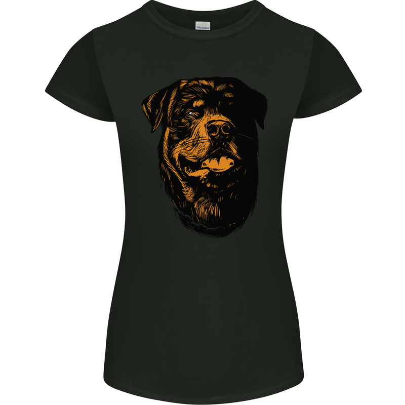 Rottweiller Head Dog Womens Petite Cut T-Shirt Black