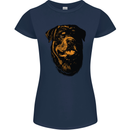 Rottweiller Head Dog Womens Petite Cut T-Shirt Navy Blue