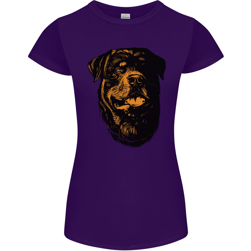 Rottweiller Head Dog Womens Petite Cut T-Shirt Purple