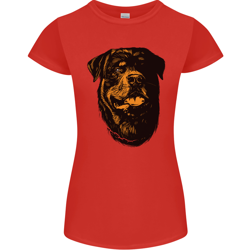 Rottweiller Head Dog Womens Petite Cut T-Shirt Red