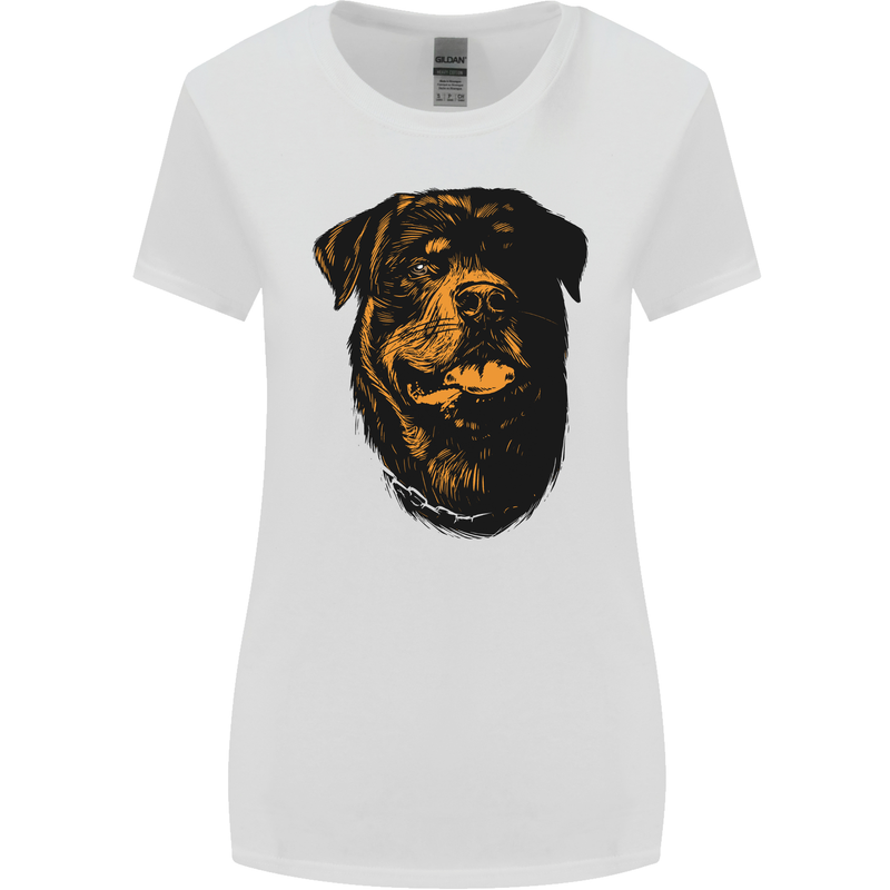 Rottweiller Head Dog Womens Wider Cut T-Shirt White