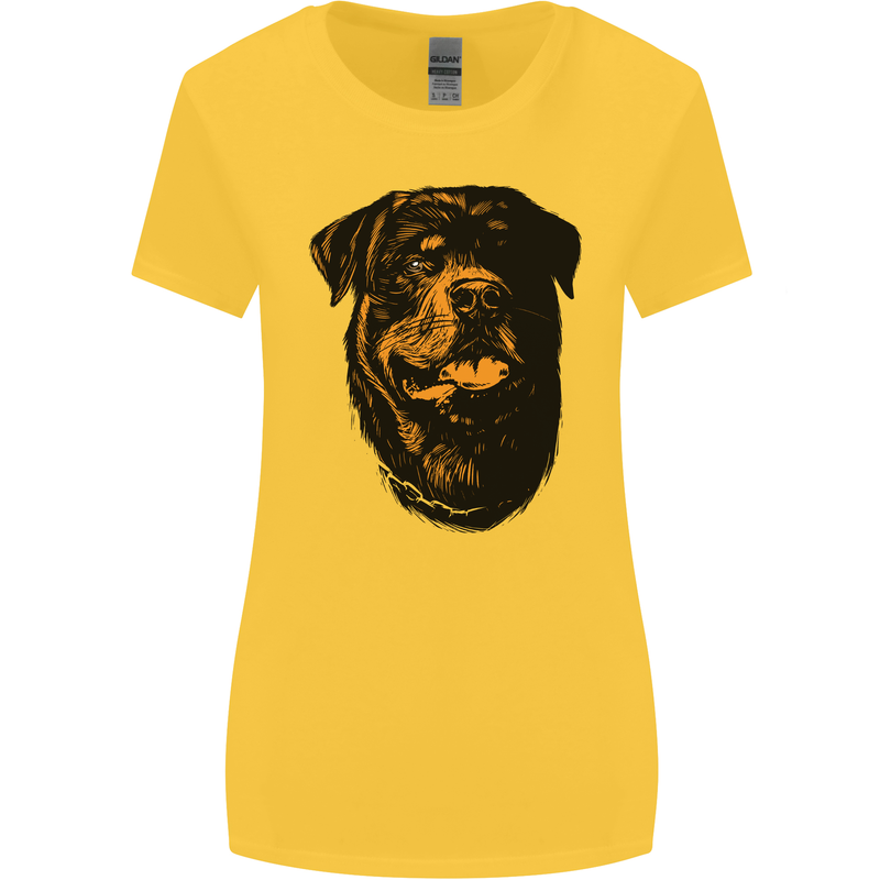 Rottweiller Head Dog Womens Wider Cut T-Shirt Yellow