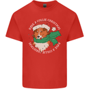 Rough Collie Dog Christmas Xmas Mens Cotton T-Shirt Tee Top Red
