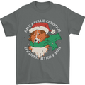 Rough Collie Dog Christmas Xmas Mens T-Shirt 100% Cotton Charcoal