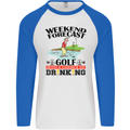 Weekend Forecast Golf with a Chance of Drinking Mens L/S Baseball T-Shirt White/Royal Blue