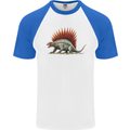 Dimetrodon Dinosaur Mens S/S Baseball T-Shirt White/Royal Blue