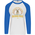 A Bichon Frise Dog Mens L/S Baseball T-Shirt White/Royal Blue