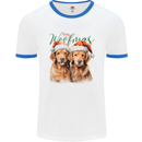 Christmas Golden Retrievers Dogs Xmas Mens Ringer T-Shirt White/Royal Blue