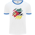 Torn Mozambique Flag Mozambican Day Football Mens Ringer T-Shirt White/Royal Blue