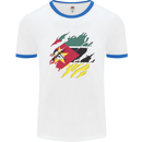 Torn Mozambique Flag Mozambican Day Football Mens Ringer T-Shirt White/Royal Blue