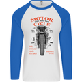 850cc Motor Race Biker Motorcycle Motorbike Mens L/S Baseball T-Shirt White/Royal Blue
