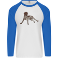 German Shorthaired Pointer Dog Mens L/S Baseball T-Shirt White/Royal Blue