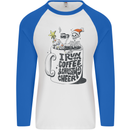 I Run On Coffee and Christmas Cheer Skull Mens L/S Baseball T-Shirt White/Royal Blue