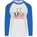 Vegan Kind to Ever Kind Vegetarian Mens L/S Baseball T-Shirt White/Royal Blue