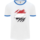 Torn Yemen Flag Yemeni Day Football Mens Ringer T-Shirt White/Royal Blue