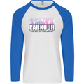 Parkour Free Running the Art of Movement Mens L/S Baseball T-Shirt White/Royal Blue