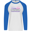 Parkour Free Running the Art of Movement Mens L/S Baseball T-Shirt White/Royal Blue