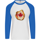 The Canadian Maple Leaf Flag Fire Canada Mens L/S Baseball T-Shirt White/Royal Blue