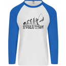 Evolution of a Fisherman Funny Fisherman Mens L/S Baseball T-Shirt White/Royal Blue