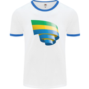 Curled Gabon Flag Gabonese Day Football Mens Ringer T-Shirt White/Royal Blue