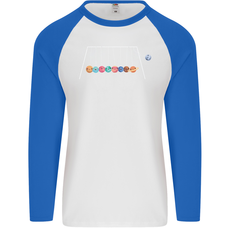 Planets Game Astronomy Space Funny Universe Mens L/S Baseball T-Shirt White/Royal Blue